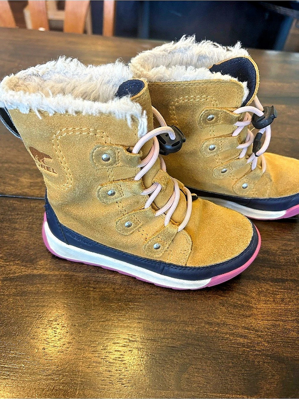 Sorel Whitney II Joan Lace Kids Brown & Pink Winter Boots